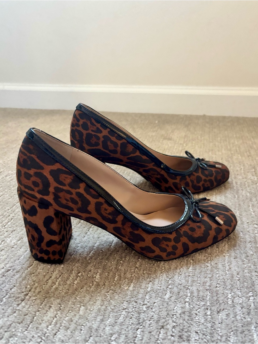 Kelly & Katie Leopard Print Block Heel Pumps in Brown and Black